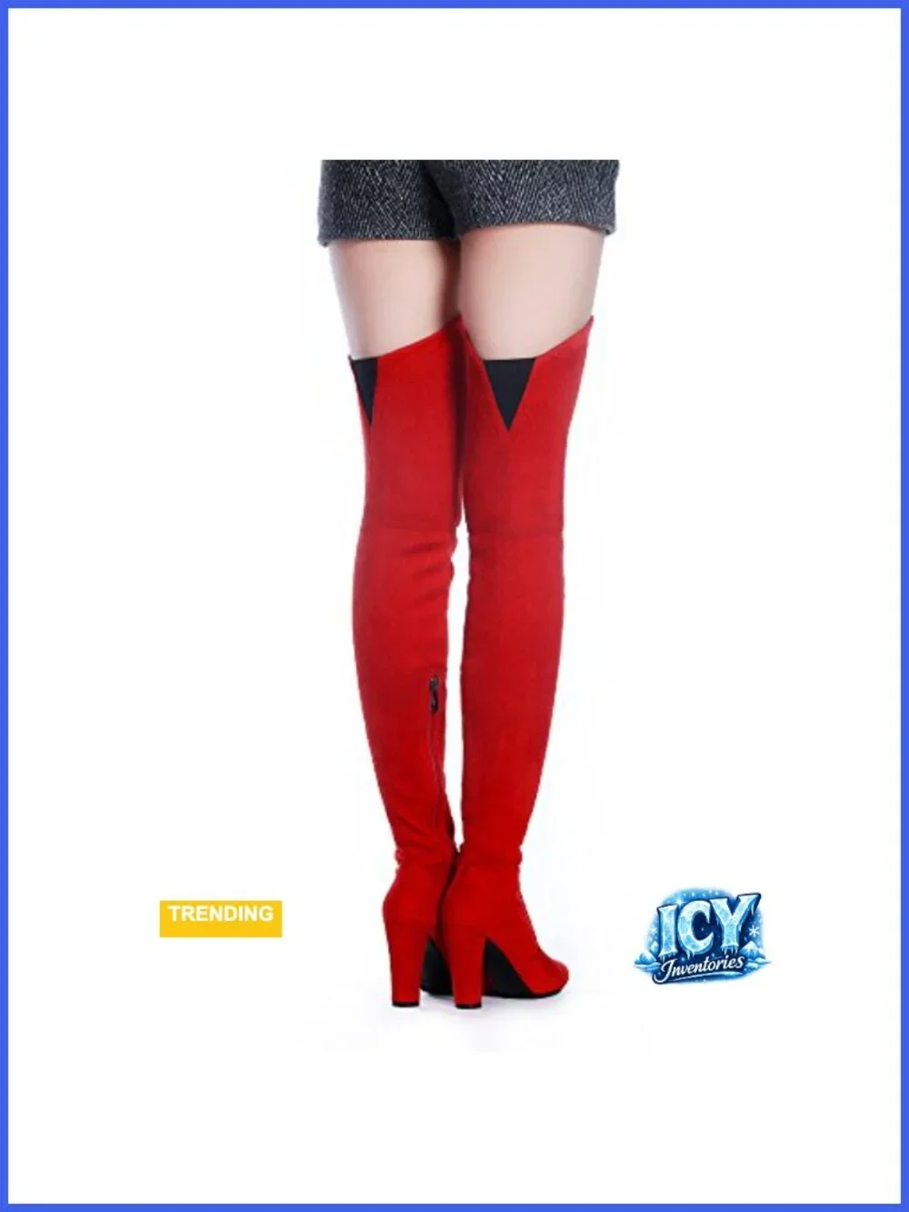 Stretch Suede Chunky Heel Over The Knee Boots Thigh High